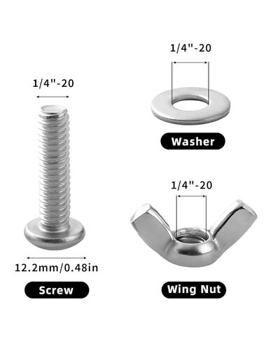 10 Sets 304 Stainless Steel Screw, Washer and Wing Nut Fasteners Kit, Hardware Installation Accessories, 1/4"-20 × 1" Phillips Head Screws with Washers and Hand-Tightening Wing Nuts in Saudi Arabia