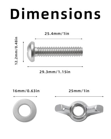 10 Sets 304 Stainless Steel Screw, Washer and Wing Nut Fasteners Kit, Hardware Installation Accessories, 1/4"-20 × 1" Phillips Head Screws with Washers and Hand-Tightening Wing Nuts in Saudi Arabia
