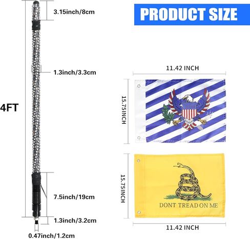 1pc 2ft مصابيح سوط الدهون مع رموز الوظائف والتحكم في التطبيق RGB مطاردة رقص الهوائيات المضاءة سوط متوافقة مع utv atv rzr polaris truck ofrroad truck in Kuwait