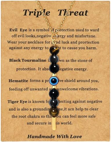 Ronglry Healing Crystals and Stones Necklace Spiritual Crystal Necklace for Women Men Anxiety Necklace Empath Protection New Beginnings Gifts Crystal Pendant Necklace Healing Crystals Jewelry in Kuwait