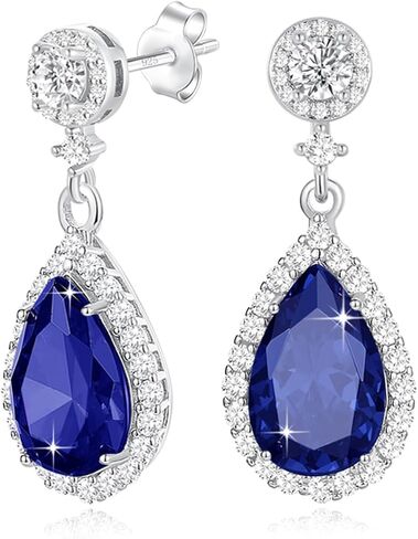 أقراط الماس المتدلية للنساء 925 من الفضة الاسترليني، دمعة كريستال حجر الراين قطرة متدلية حلق الزفاف زي هيبوالرجينيك ومجوهرات خالية من النيكل in Kuwait