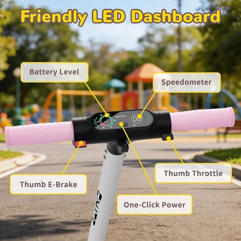 SIMATE Electric Scooter for Kids 6-14, e Kick Scooter with LED Display and Colorful Lights, Adjustable Height and Foldable, Double Brake, Gifts for Kids Girls Boys in Saudi Arabia