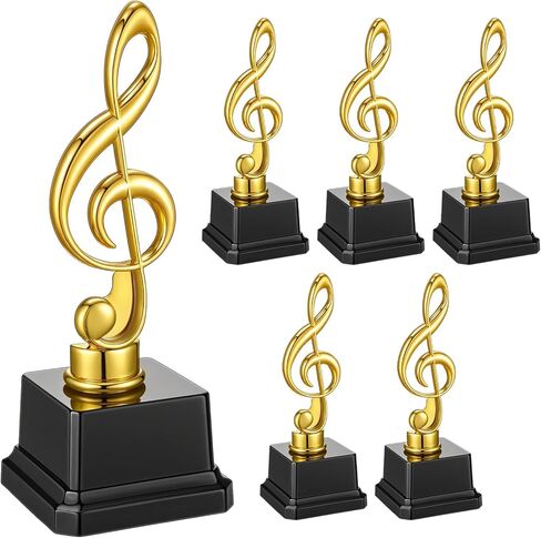 Affrolling 6 Pcs Small Gold Music Trophies 6.7 inch Plastic Music Note Trophy Awards for Team Participation Gift Prizes in Saudi Arabia
