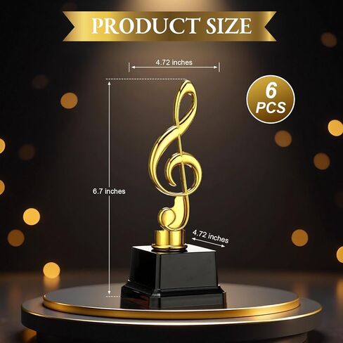 Affrolling 6 Pcs Small Gold Music Trophies 6.7 inch Plastic Music Note Trophy Awards for Team Participation Gift Prizes in Saudi Arabia