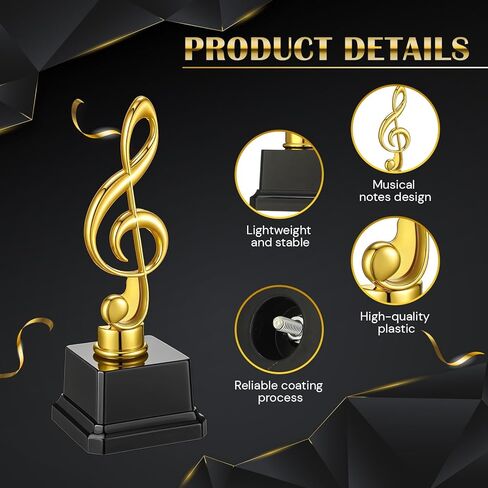 Affrolling 6 Pcs Small Gold Music Trophies 6.7 inch Plastic Music Note Trophy Awards for Team Participation Gift Prizes in Saudi Arabia