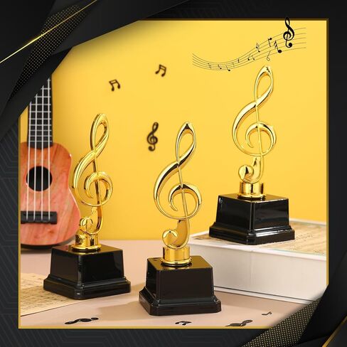 Affrolling 6 Pcs Small Gold Music Trophies 6.7 inch Plastic Music Note Trophy Awards for Team Participation Gift Prizes in Saudi Arabia
