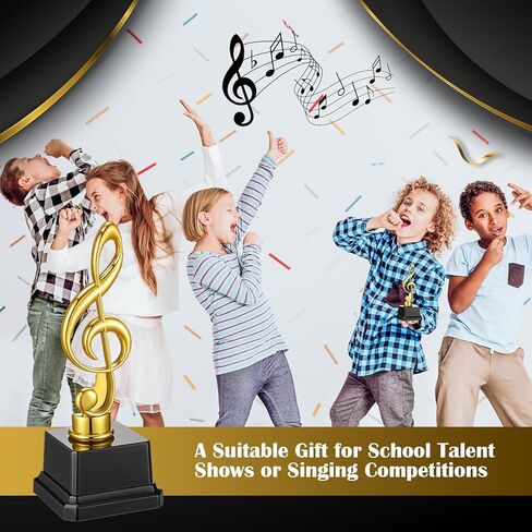 Affrolling 6 Pcs Small Gold Music Trophies 6.7 inch Plastic Music Note Trophy Awards for Team Participation Gift Prizes in Saudi Arabia