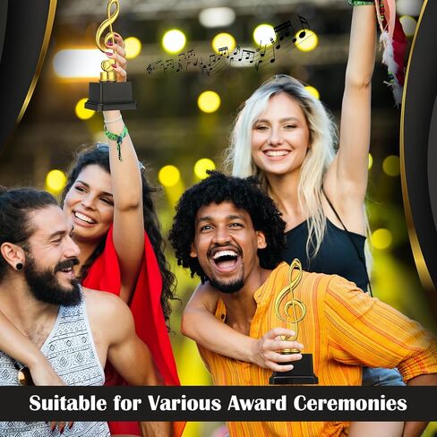 Affrolling 6 Pcs Small Gold Music Trophies 6.7 inch Plastic Music Note Trophy Awards for Team Participation Gift Prizes in Saudi Arabia