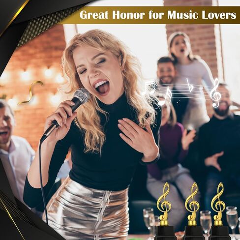 Affrolling 6 Pcs Small Gold Music Trophies 6.7 inch Plastic Music Note Trophy Awards for Team Participation Gift Prizes in Saudi Arabia