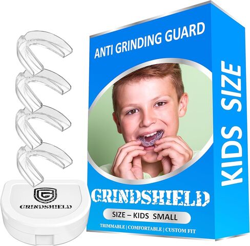Small Mouth Guard for Kids – Custom Fit, Non-Bulky, Moldable – (4) Teeth Grinding Guards & Case – Comfortable Mouthguard for Children, Mouth Guards for Teeth Clenching, Clear in Saudi Arabia