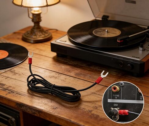 Turntable Ground Wire 3.3ft - Universal Grounding Cable for Record Player Technics Phono Anti-Hum with Spade Lug Terminals 18AWG in Saudi Arabia