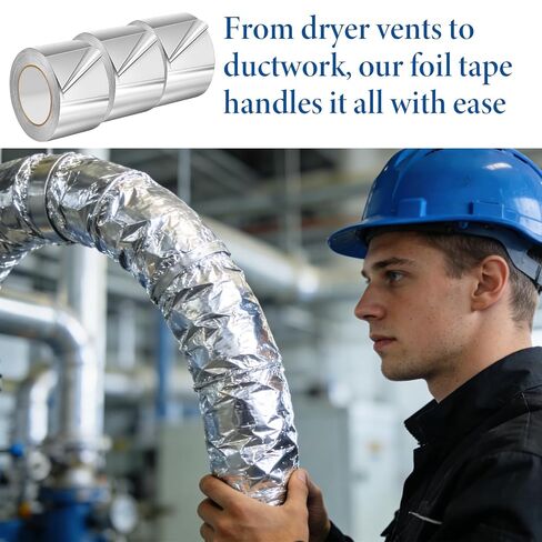 3 Pack Aluminum Foil Tape Bulk, 3 Inch x 55 Yards Heavy Duty Metal Duct Tape Aluminum HVAC Tapes for High Temperature Sealing and Patching Air Ducts Insulation Metal Repair in Saudi Arabia