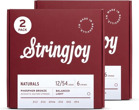 Stringjoy NB1254 سلاسل الغيتار الصوتية الفوسفور البرونزية، 12-54 مقياس الضوء، سلاسل الغيتار الصوتية لنغمات واضحة، سلاسل الغيتار الخفيفة دائمة، مجموعة 6 سلسلة الطبيعية in Kuwait