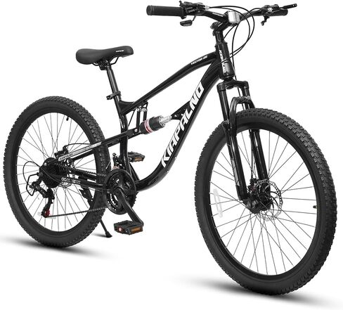 دراجة جبلية بعجلة 24/26/27.5 بوصة، دراجة MTB 21 سرعة مع تعليق كامل/أمامي، إطار فولاذي وفرامل قرصية مزدوجة، دراجة جبلية للرجال البالغين لركوب الدراجات في الهواء الطلق in Kuwait