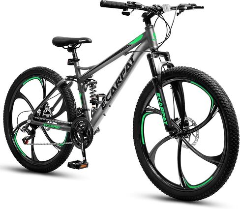 دراجة جبلية بعجلة 24/26/27.5 بوصة، دراجة MTB 21 سرعة مع تعليق كامل/أمامي، إطار فولاذي وفرامل قرصية مزدوجة، دراجة جبلية للرجال البالغين لركوب الدراجات في الهواء الطلق in Kuwait