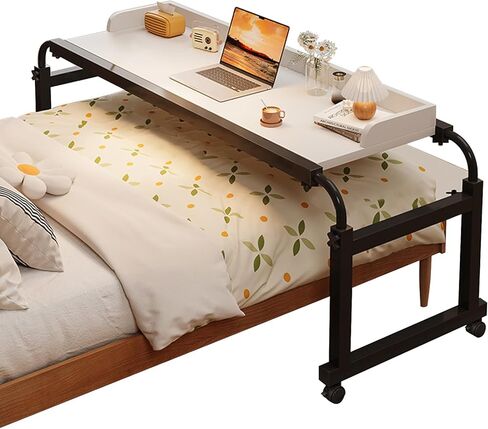 HUATOL Mobile Over The Bed Table, Tilting Laptop Tray with Height and Length Frame Adjustment, Extendable Computer Workstation for Home Office,Dining Bar Table,Rolling Bed Bar Desks. in Kuwait