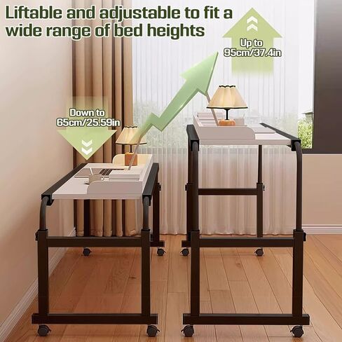 HUATOL Mobile Over The Bed Table, Tilting Laptop Tray with Height and Length Frame Adjustment, Extendable Computer Workstation for Home Office,Dining Bar Table,Rolling Bed Bar Desks. in Kuwait