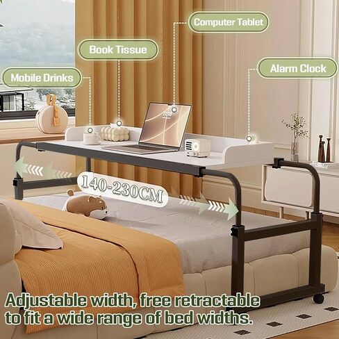 HUATOL Mobile Over The Bed Table, Tilting Laptop Tray with Height and Length Frame Adjustment, Extendable Computer Workstation for Home Office,Dining Bar Table,Rolling Bed Bar Desks. in Kuwait