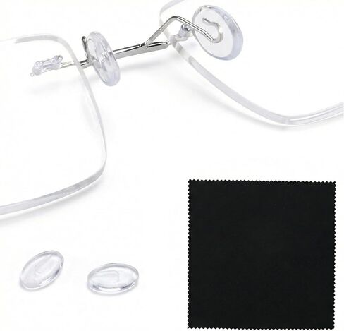 Mabor 20 Pcs Eyeglass Nose Pads with Grips, Anti-Slip Soft Silicone Nose Bridge Pads Replacement for Rimless/Frameless Glasses + 1 Black Cloth in Saudi Arabia