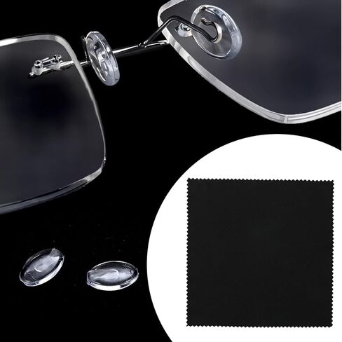 Mabor 20 Pcs Eyeglass Nose Pads with Grips, Anti-Slip Soft Silicone Nose Bridge Pads Replacement for Rimless/Frameless Glasses + 1 Black Cloth in Saudi Arabia