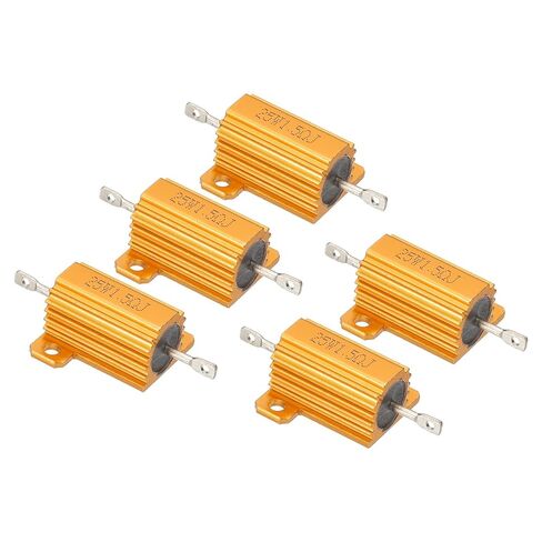PATIKIL 25W 1.5 Ohm Aluminum Shell Resistor, 5 Pack Aluminum Housing Resistor Housed Case Wirewound Resistors Screw Tap Power Resistor 5% Tolerance, Golden in Saudi Arabia