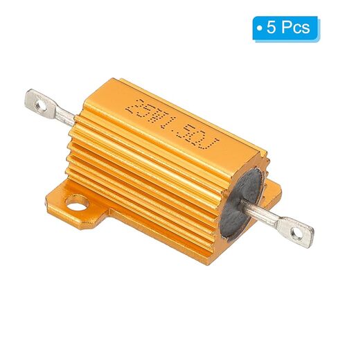 PATIKIL 25W 1.5 Ohm Aluminum Shell Resistor, 5 Pack Aluminum Housing Resistor Housed Case Wirewound Resistors Screw Tap Power Resistor 5% Tolerance, Golden in Saudi Arabia