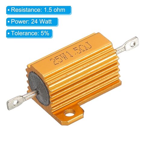 PATIKIL 25W 1.5 Ohm Aluminum Shell Resistor, 5 Pack Aluminum Housing Resistor Housed Case Wirewound Resistors Screw Tap Power Resistor 5% Tolerance, Golden in Saudi Arabia