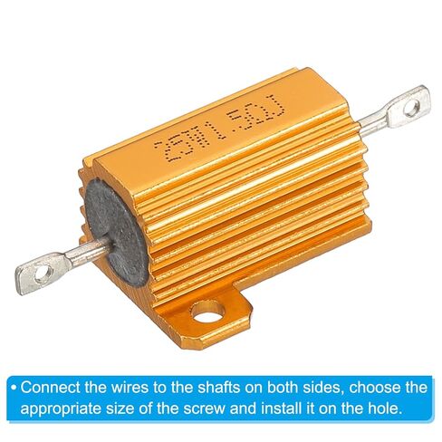 PATIKIL 25W 1.5 Ohm Aluminum Shell Resistor, 5 Pack Aluminum Housing Resistor Housed Case Wirewound Resistors Screw Tap Power Resistor 5% Tolerance, Golden in Saudi Arabia