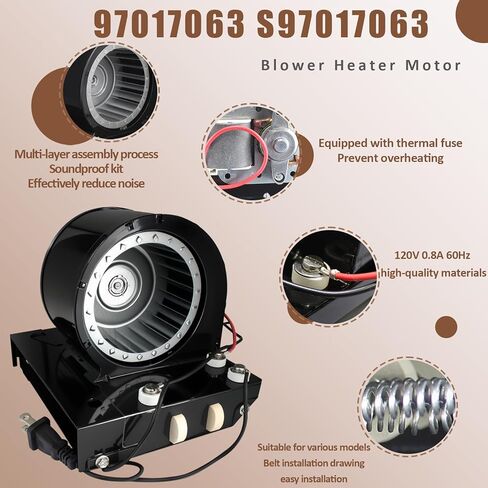 Upgrade S97017063 Blower Heater Motor Assembly Replaces 97017063 Motor Compatible with Broan NuTone 655 656 658 659 695 655F-C 655-A 655-B Bathroom Exhaust Fan for NuTone Heater in Kuwait