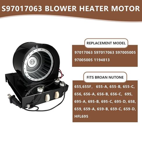 Upgrade S97017063 Blower Heater Motor Assembly Replaces 97017063 Motor Compatible with Broan NuTone 655 656 658 659 695 655F-C 655-A 655-B Bathroom Exhaust Fan for NuTone Heater in Kuwait