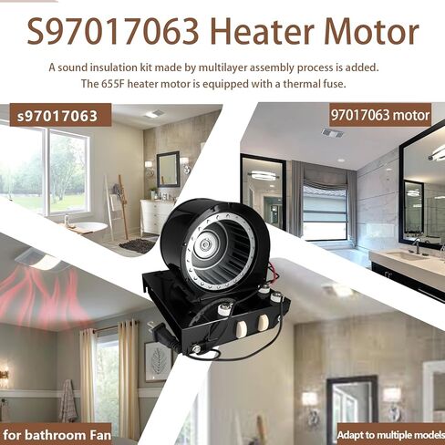 Upgrade S97017063 Blower Heater Motor Assembly Replaces 97017063 Motor Compatible with Broan NuTone 655 656 658 659 695 655F-C 655-A 655-B Bathroom Exhaust Fan for NuTone Heater in Kuwait