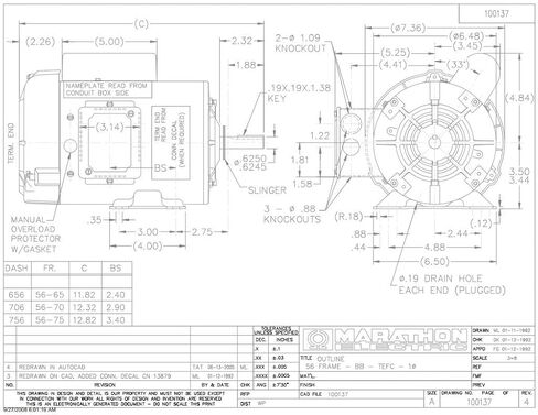 محرك عزم الدوران العالي Marathon F103 Farm Duty، مكثف أحادي الطور، 3/4 حصان، 1800 دورة في الدقيقة، 115/208-230 فولت، 11.0/5.4-5.5 أمبير in Kuwait