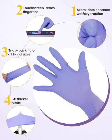 wcy Nitroshield Purple Disposable Nitrile Gloves Small 5Mil Powder-Free Exam Gloves - Medical, Food Prep,Cooking,Cleaning - 50pcs in Saudi Arabia