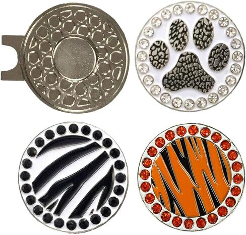Giggle Golf Bling Golf Ball Marker Pack with Hat Clip – Animal Print Sparkly Markers for Women Golfers (Zebra, Tiger & Paw Print) – Fun Wild Golf Gift Set in Saudi Arabia