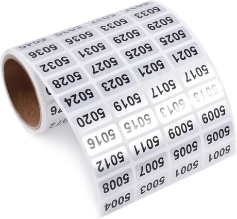 5001-6000 Consecutive Number Inventory Stickers Self Adhesive Waterproof Labels Office Warehouse Numbering Classification Black Printing on Silver Sticker 0.79 x 0.38 Inch in Saudi Arabia