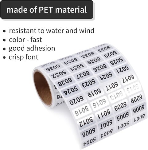 5001-6000 Consecutive Number Inventory Stickers Self Adhesive Waterproof Labels Office Warehouse Numbering Classification Black Printing on Silver Sticker 0.79 x 0.38 Inch in Saudi Arabia