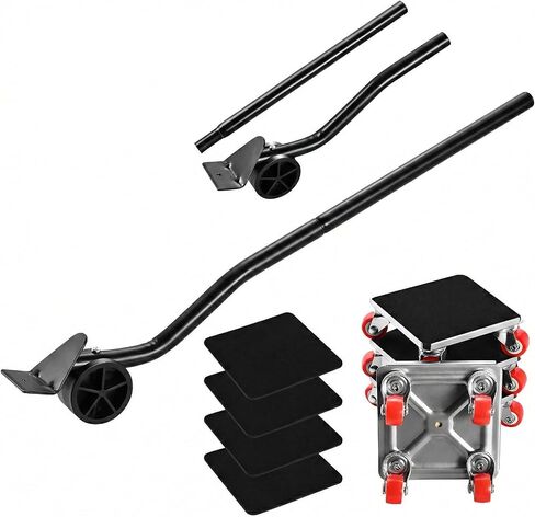 4-Set Furniture Moving Dollies with Pry Bar, Heavy Duty Furniture Mover Kit, Furniture Lift Mover Tool Set, 500kg Capacity, Carbon Steel Panel Square Dollies for Couches, Cabinets, Appliances in Kuwait