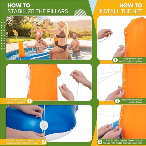 118" Pool Volleyball Net Set for Inground & Above Ground Pools | Complete Pool Game Kit with Water Volleyball, Pump & Adjustable Net, Outdoor Summer Pool Toys for Adults & Family, Pool Party Gift 2026 in Saudi Arabia