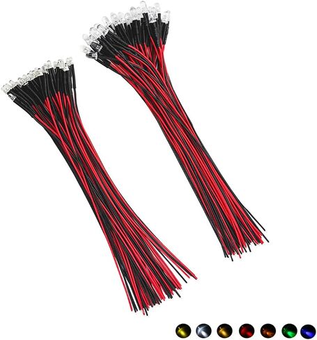 12 Volt 5mm Pre Wired Yellow Candle Flickering Led Light Emitting Diodes,Micro Led Lights Diodes for Model (20pcs Yellow Flickering, 12V 5mm Round) in Kuwait