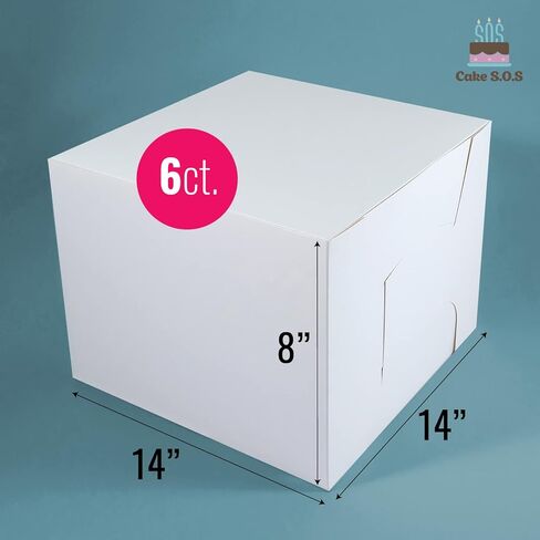14x14x8 inches White Tall Cake box, Premium Bakery Boxes, One piece, Perfect for packaging and selling cakes, donuts, cookies, and muffins, 6 ct in Saudi Arabia