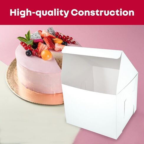 14x14x8 inches White Tall Cake box, Premium Bakery Boxes, One piece, Perfect for packaging and selling cakes, donuts, cookies, and muffins, 6 ct in Saudi Arabia
