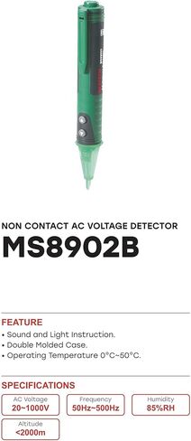 MS8902B كاشف جهد التيار المتردد 20 فولت - 600 فولت غير متصل واختبار عداد المعادن in Saudi Arabia