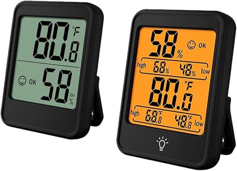 مقياس حرارة رقمي LCD كبير الحجم، مقياس رطوبة الغرفة الداخلية، جهاز استشعار درجة الحرارة والرطوبة (Mc40-أسود) in Saudi Arabia