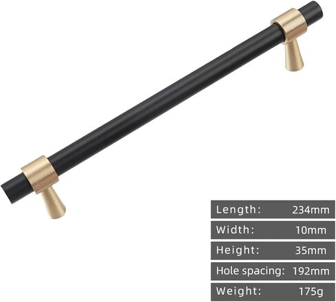 الصلبة النحاس الذهب مقبض طويل أثاث خزانة المطبخ الأجهزة درج T-مقبض 1 قطعة (8873-192-أسود) in Kuwait