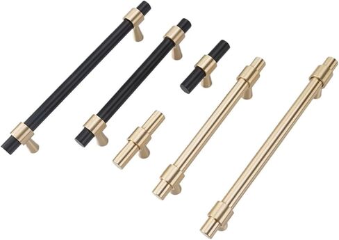 الصلبة النحاس الذهب مقبض طويل أثاث خزانة المطبخ الأجهزة درج T-مقبض 1 قطعة (8873-192-أسود) in Kuwait