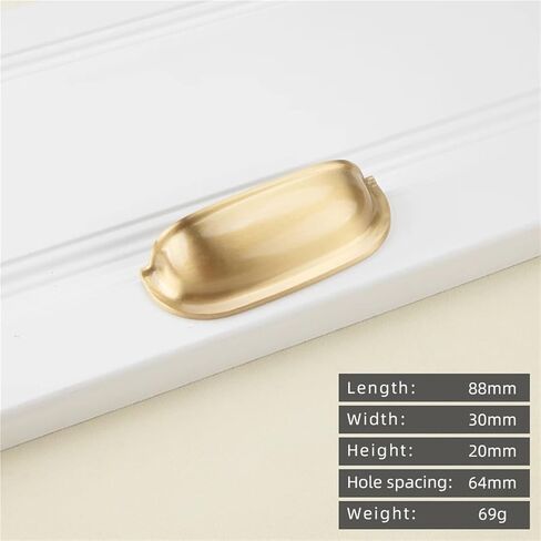 Solid Brass Gold T-Handle Kitchen Cabinet Drawer Long Handle 1Pcs(15-L-88mm-64mm) in Saudi Arabia