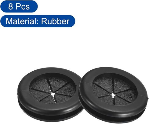 uxcell 8Pcs Rubber Grommets 7/8"(21mm) ID 1"(25mm) Drill Hole Double Sided Firewall Hole Plugs Round Electrical Wiring Gasket, Black in Saudi Arabia