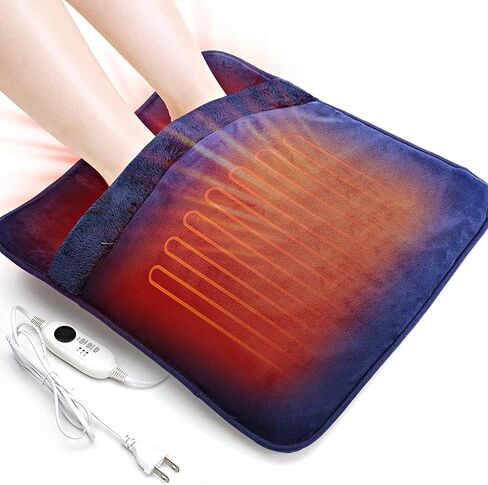 Double Sided Electric Foot Warmer for Men and Women with LCD Display & Non-Slip,Fast Heating Pad with Overheat Protection&Machine Washable, 10 ft Cord Foot Warmer Under Desk,Bed, Office,Home,Blue in Kuwait