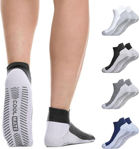 Mens Grip Socks Non Slip Size 6-14, Anti Slip Pilates Yoga Socks for Men with Grips in Saudi Arabia