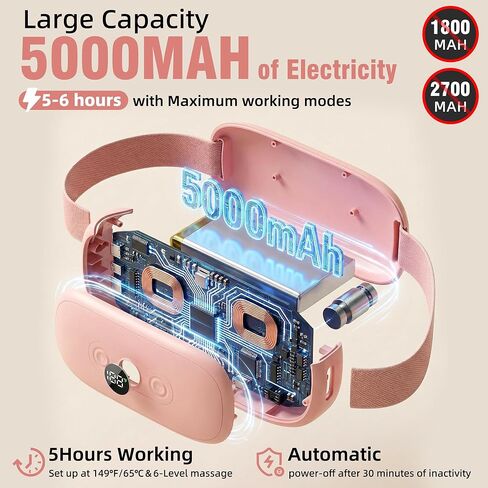 Portable Heating Pad for Period Cramps, Cordless Menstrual Heating Pad for Women with 6 Heat & 6 Massage Modes, Rechargeable for Cramps Relief, Mothers Day Gifts for Mom Wife Girlfriend, Pink in Kuwait